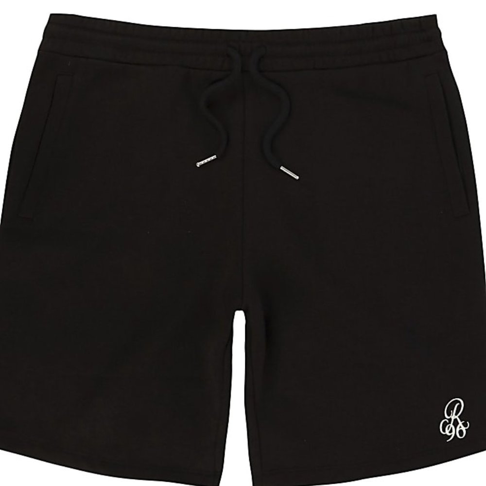 River Island Black R96 Slim Fit Fleece Shorts